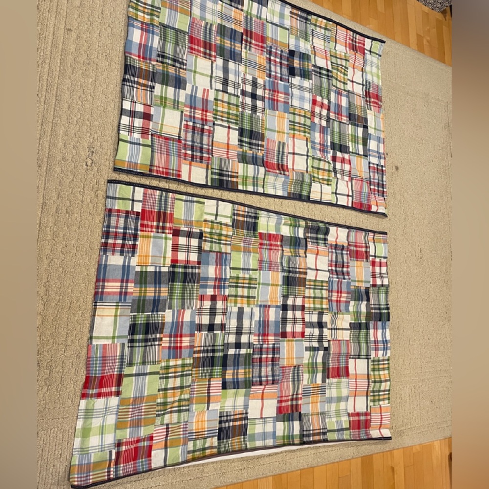 VGUC Pottery Barn Kids Madras blackout lined curtains.